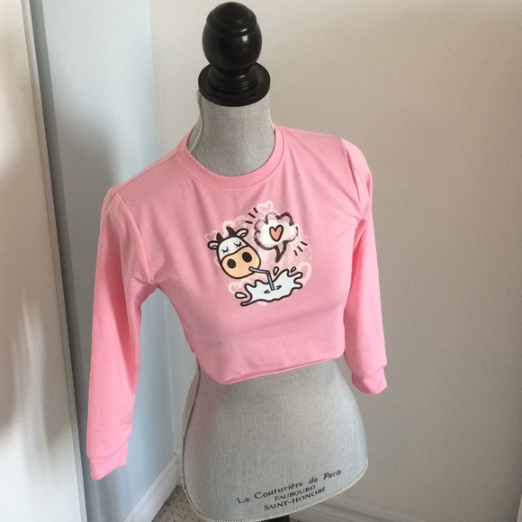 ๐ Pink cow heart crop top - Picture 3 of 4